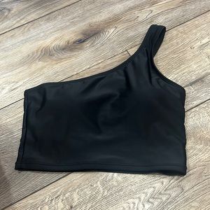 Black one shoulder strap bathing suit top size 10-12 from SHEIN